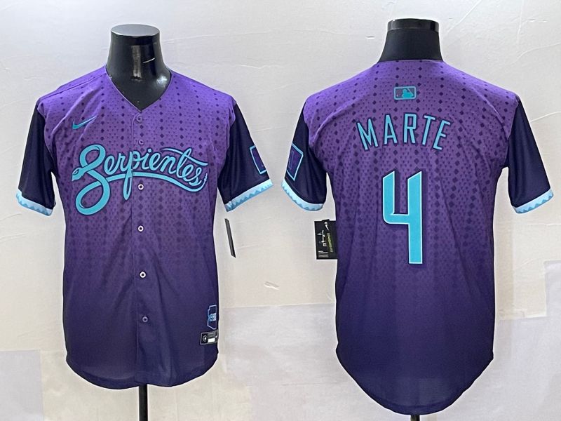 Men Arizona Diamondback 4 Marte Purple Joint Name 2025 Nike MLB Jersey style 1